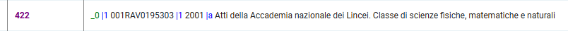 Esempio compilazione campo 422.